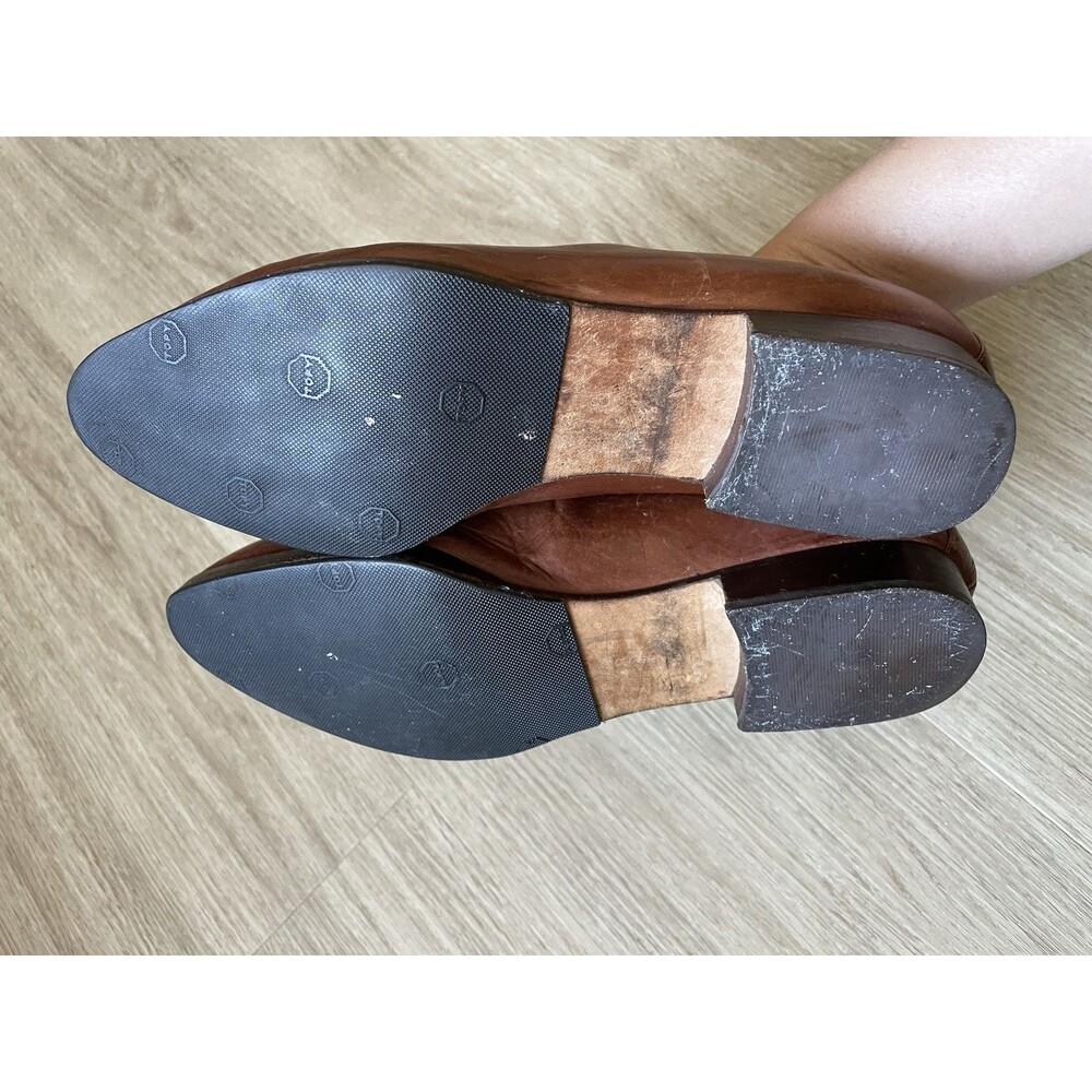 Via Spiga Women’s Pointed Toe Flat Shoes Tan Leather Classic Brown Size 8B - Picture 6 of 7